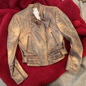 Free people brown snakeskin jacket vegan size XS